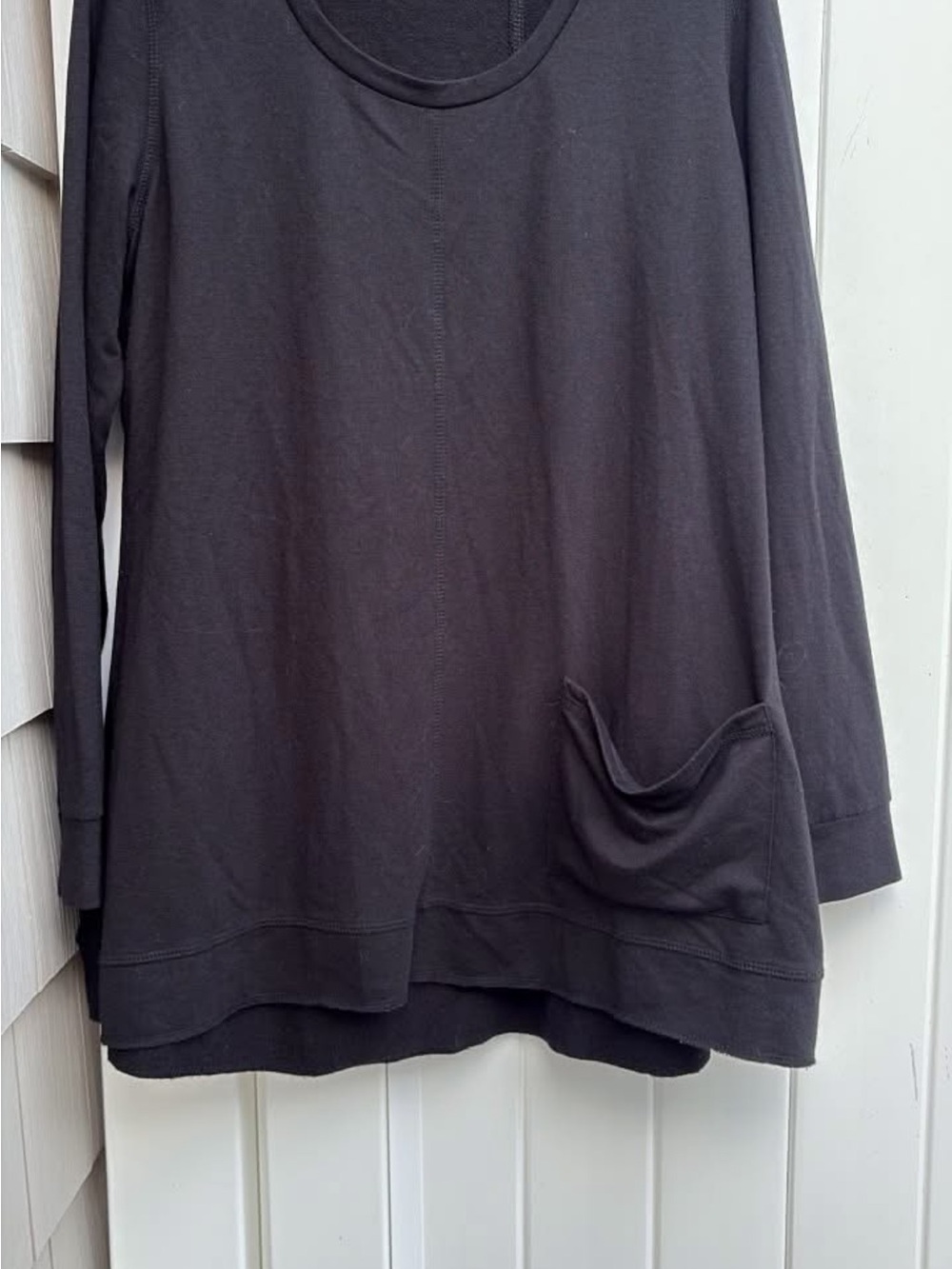 LOGO by Lori Goldstein Black Long-Sleeve Scoop Tunic with Pocket